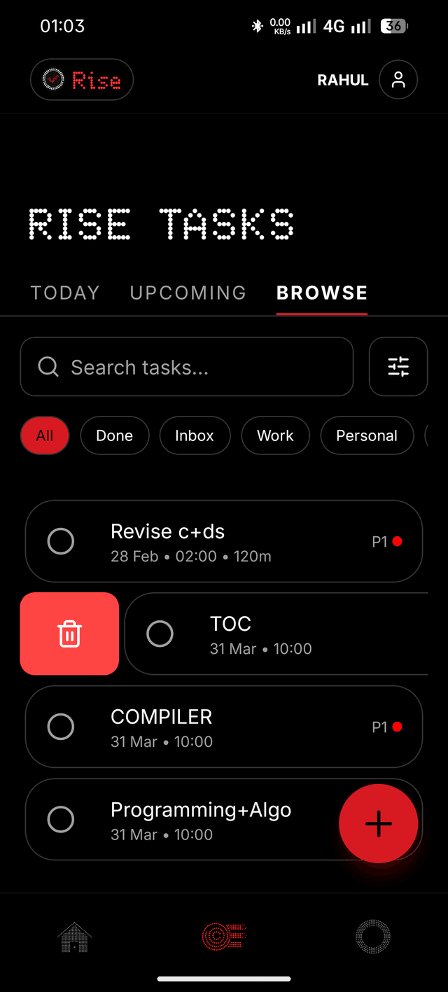 Browse & Delete Tasks